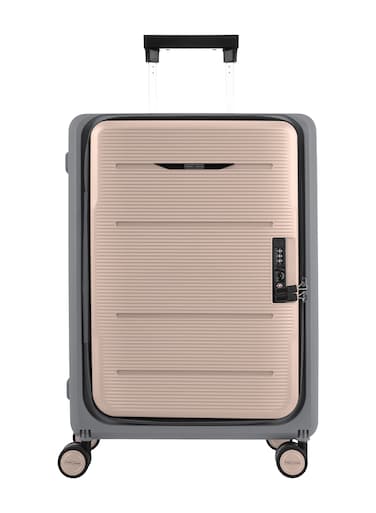 Fold Cabin Luggage 20&rdquo; &ndash; Lightweight Polypropylene Suitcase, 8-Wheel Spinner, TSA Lock, Expandable Travel Trolley, Durable &amp; Stylish Carry-On Bag - Khaki Grey