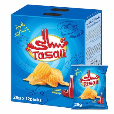 تسالي شرائح البطاطس كاتشب 25 جرام × 12