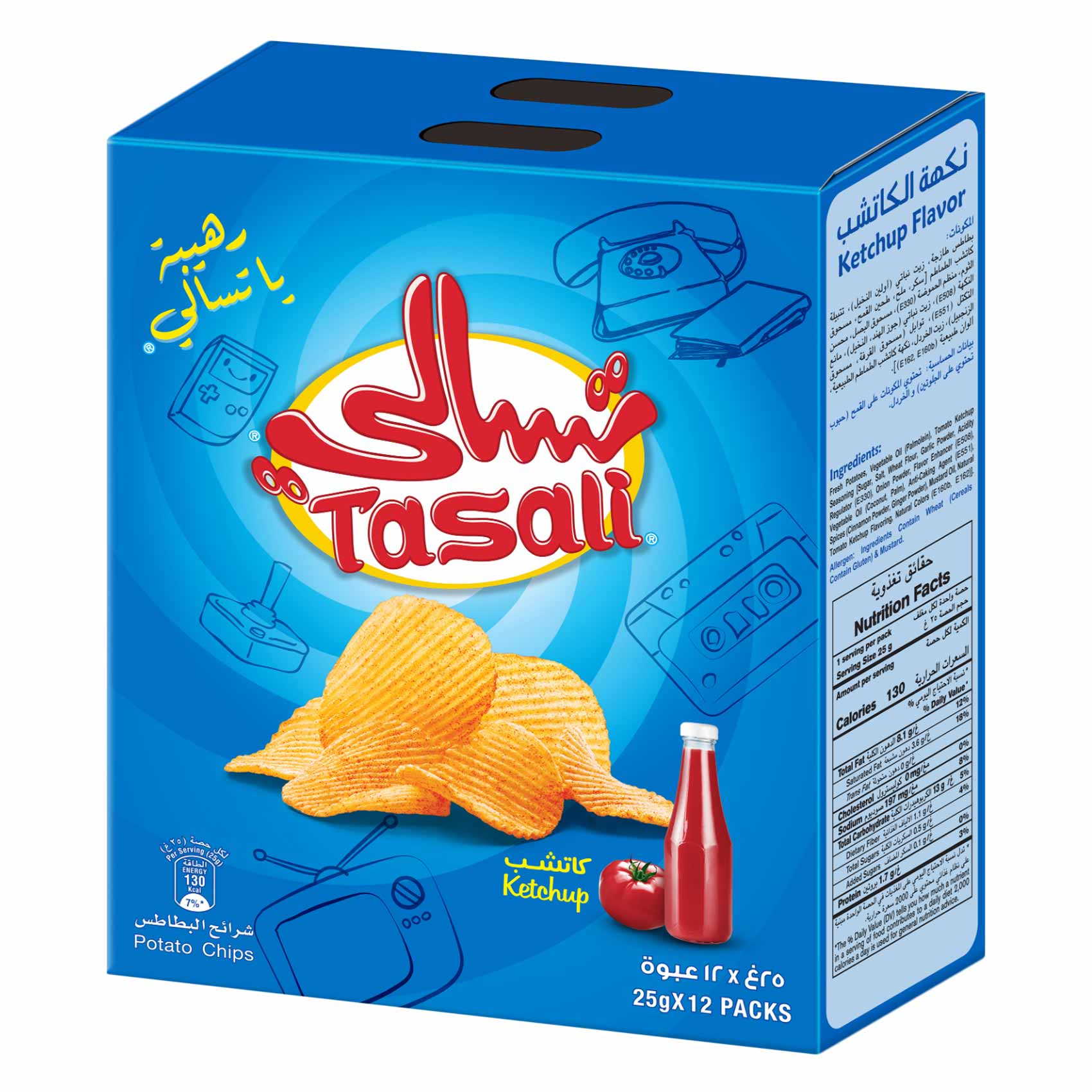 تسالي شرائح البطاطس كاتشب 25 جرام × 12