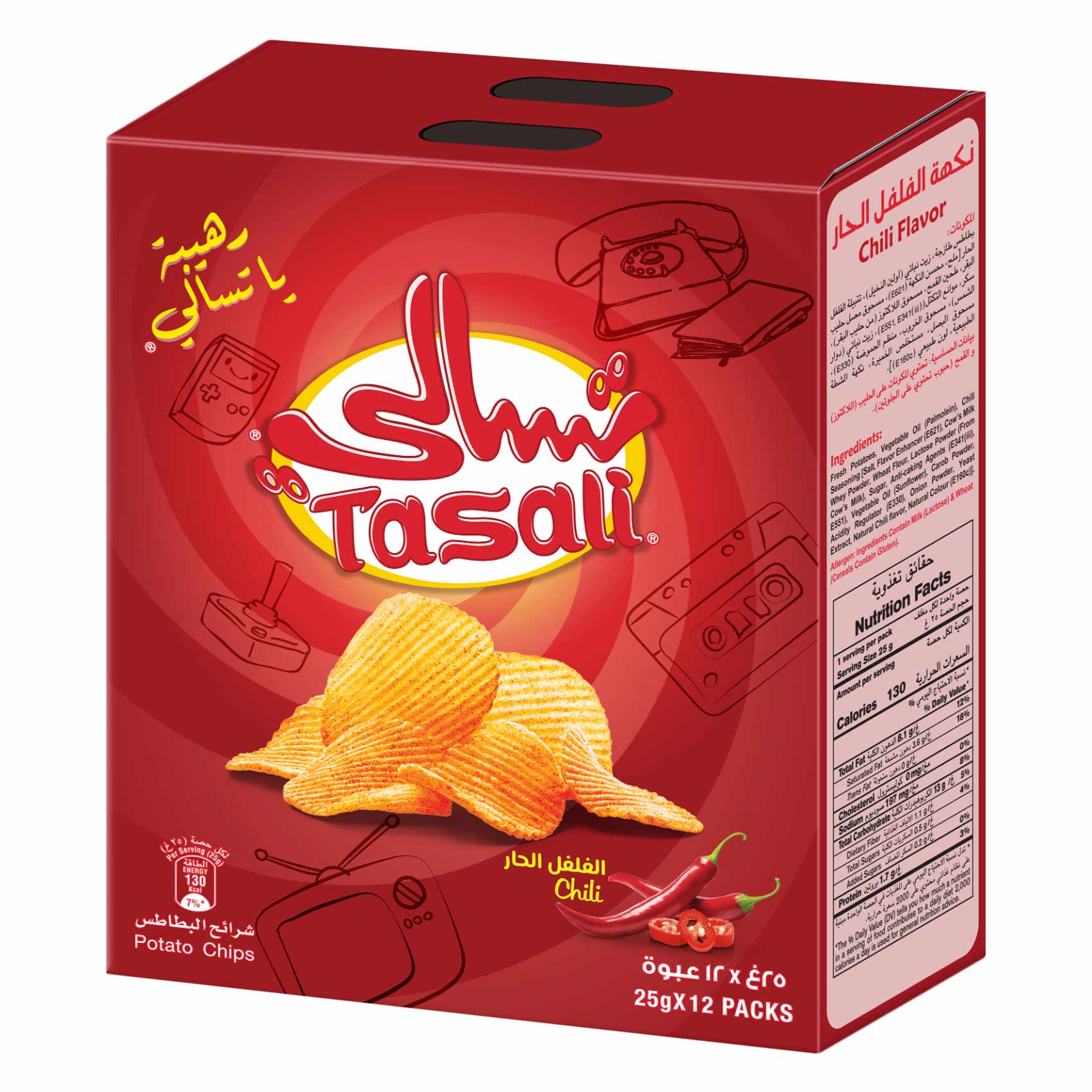 تسالي شرائح البطاطس بالفلفل الحار 25 جرام × 12