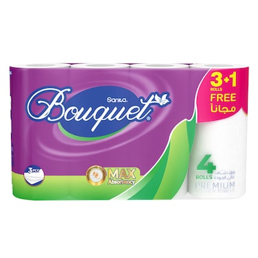 Sanita Bouquet Kitchen Towel (3+1 Free) Rolls 2 Ply 54 sheets