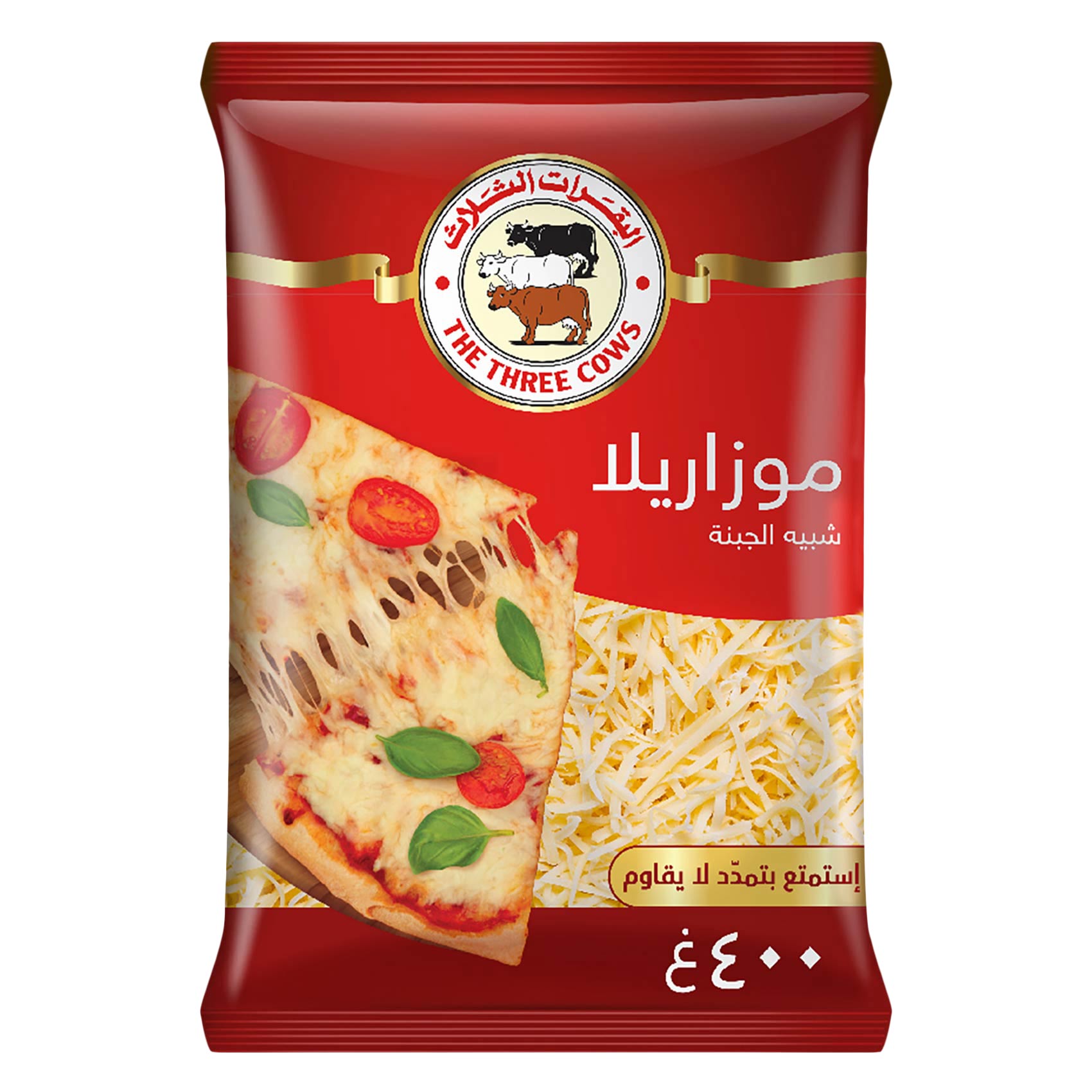 البقرات الثلاث ( شبية جبة) موزاريلا مبشورة 400 جرام