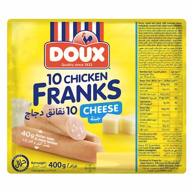Doux Chicken Franks Cheese 10 Pieces 400g