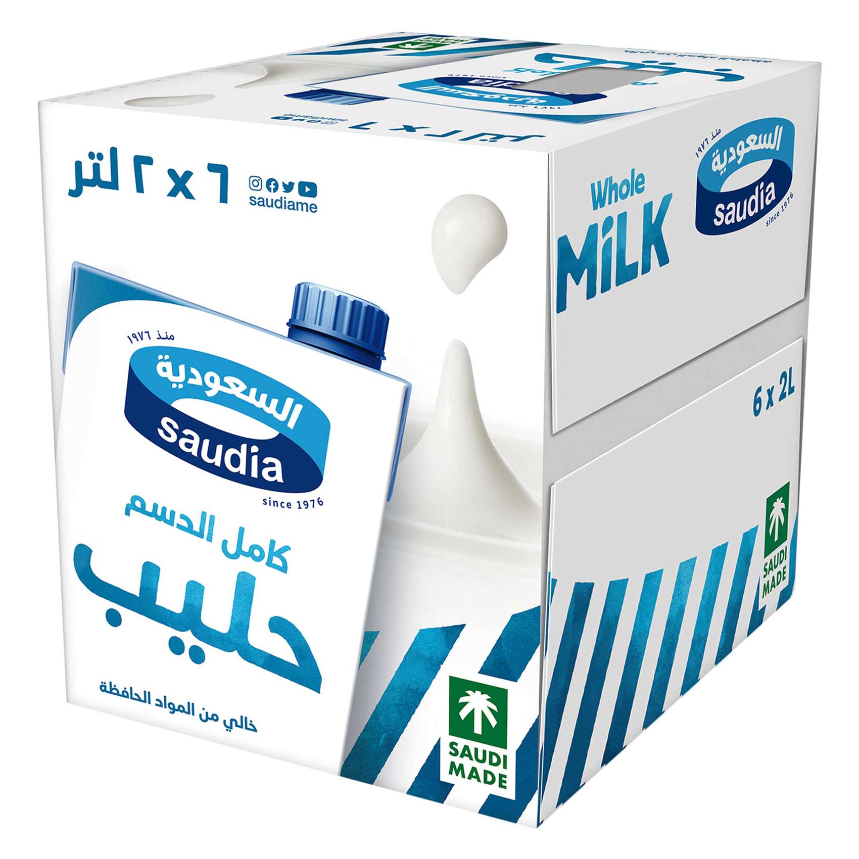 السعودية حليب طويل الأجل كامل الدسم 2 لتر × 6 قطع
