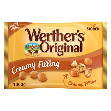 ويرذرز أوريجينال حلوى الكراميل مع حشوة كريمية، 1000 غ، حلوى كريمية بمذاق أصيل ومثالية للمشاركة