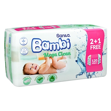 سانيتا بامبي مناديل مبللة، ترطيب وحماية للبشرة 40 منديل ×2 +1 مجانا