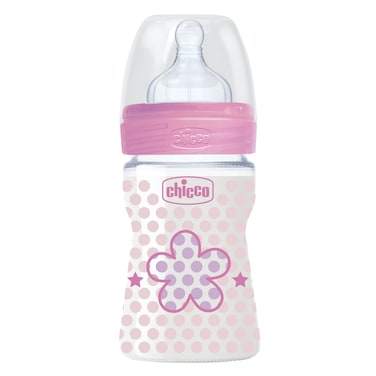 Chicco Well Being Bottle Regular Flow Silicone 150ml, Pink