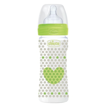 Chicco Well Being Bottle Medium Flow Silicone 2M+ 250ml, Neutral