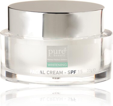 كريم للوجه للتفتيح مع حماية من الأشعة فوق البنفسجية بعامل SPF15، وزن 50 غرام، من بيور بيوتي، PB-001