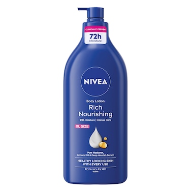NIVEA Body Lotion Moisturizer for Extra Dry Skin, 48h Moisture Care, Nourishing Almond Oil &amp; Vitamin E, 625ml