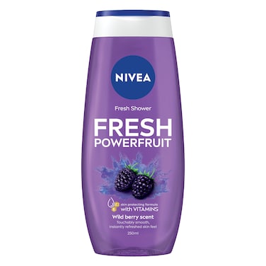 NIVEA Shower Gel Body Wash, Fresh Powerfruit Antioxidants Blueberry Scent, 250ml