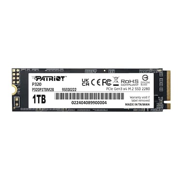 Patriot P320 1TB M.2 2280 PCIe Gen 3&times;4 SSD &ndash; Up to 3000MB/s Read Speed, 2200MB/s Write Speed, High-Performance Storage for Gaming &amp; Data-Intensive Applications