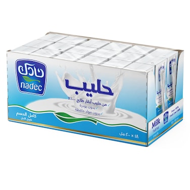 Nadec Full Fat Long Life Milk 200ml&times; 18
