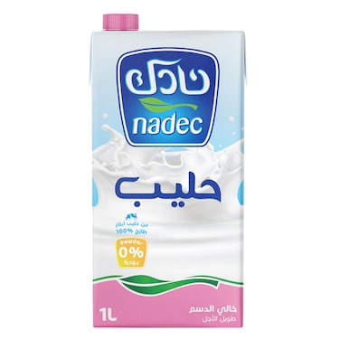 Nadec Long Life Milk From 100% Fresh Cow&#39;s Milk, Skimmed 1L