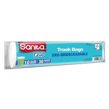 Sanita Club Trash Bags Biodegradable 10 Gallons 30 Bags