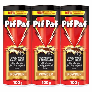 Pif Paf Powder, Cockroach &amp; Ant Killer, 100g x 3