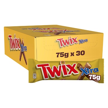 Twix Xtra Chocolate Bar, Pack of 75g x30 Bars