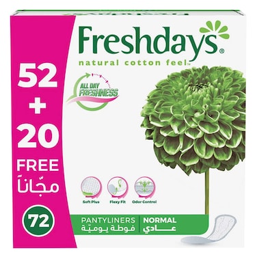 Fam Daily Liners Normal Scented Mega Pack Sanitary Pads White 72 count