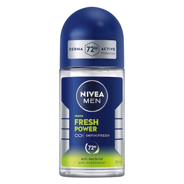 NIVEA MEN Antiperspirant Roll-on for Men, 48h Protection, Fresh Power Fresh Scent,  50ml