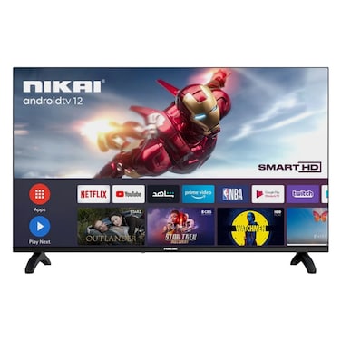 Nikai 32 Inch Smart LED TV, HD 1366 x 768 Resolution, Android TV with Wi-Fi &amp; DLNA, Quad-Core Processor, 16W Speaker Power, 2x HDMI, 2x USB, Netflix, YouTube, Shahid NTV3200SLED / NTV3216SLED4 Black