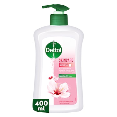 Dettol Skincare Liquid Handwash Pump, Rose &amp; Sakura Blossom Scent, 400ml