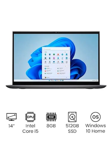 Dell Inspiron 5410 Convertible 2-In-1 Laptop With 14-Inch Full-HD Touch Screen Display, Core i5 Processer, 8GB RAM, 512GB SSD, Intel Xe Graphics, English, Silver