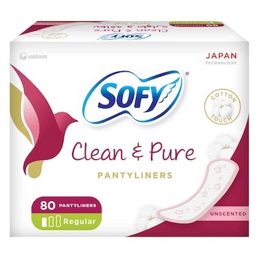Sofy Cotton Touch Pantyliners &ndash; Regular &ndash; Unscented &ndash; 80 Pieces