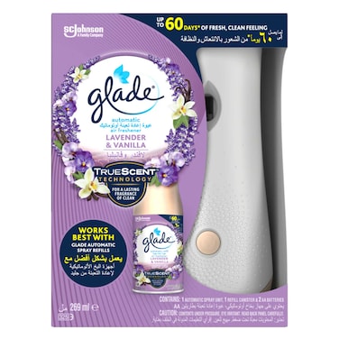 Glade Automatic Air Freshener Spray Holder with Scented Lavender &amp; Vanilla Refill , 269ml