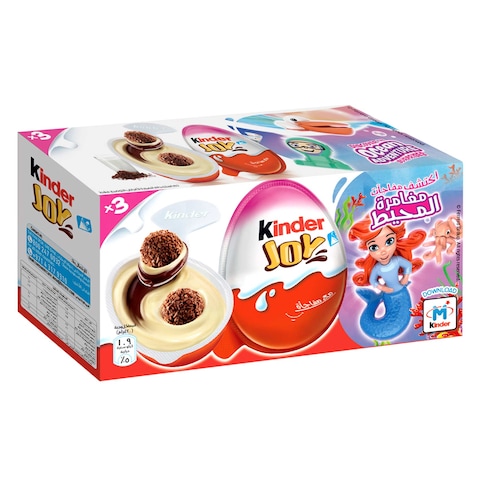 Kinder Joy Girl Cocoa &amp; Milk Cream Egg with Toy, Multi Pack, 3 Individual Eggs, 60g