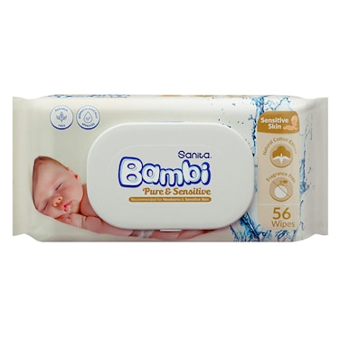 Sanita Bambi Baby Wipes Pure and Sensitive - 56 Wipes