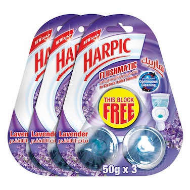 Harpic In-Cistern Toilet Cleaner, Lavender Scent, 50g x 3