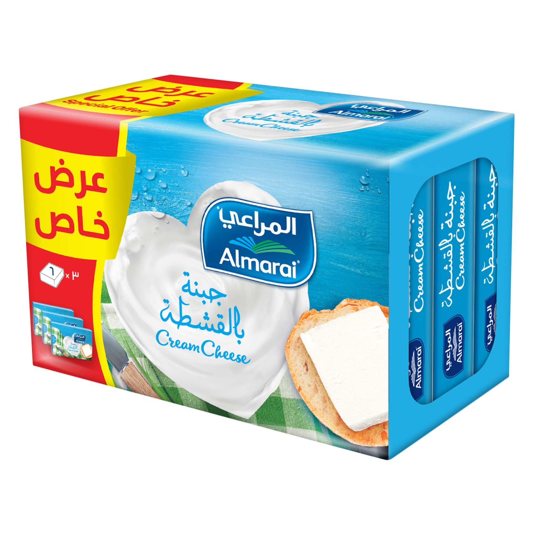 المراعي جبنة مربعات 6 قطع 108 جرام × 2 + 1 مجاناً