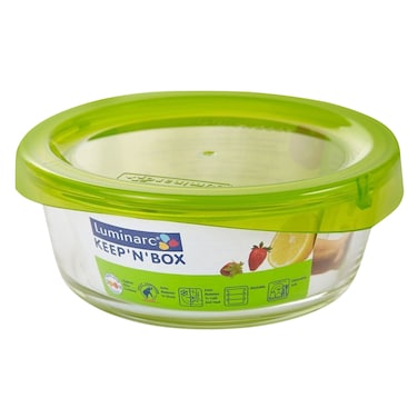 Luminarc G4264 Round Keep&rsquo;n Box Food Storage Small, 390ml, Green