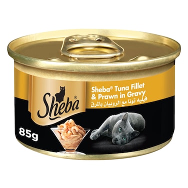 Sheba Cat Food Tuna Filets &amp; Prawn, 85g Can