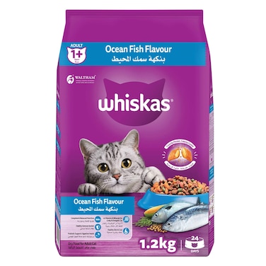 Whiskas Kitten Ocean Fish Flavor with Milk Dry Kitten Food, Bag of 1.1Kg