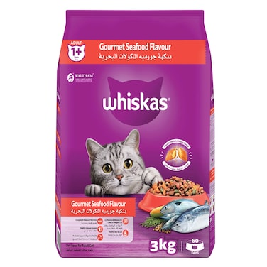 Whiskas Gourmet Seafood Dry Cat Food, Bag of 3Kg