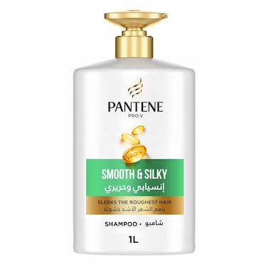Pantene Pro-V Smooth and Silky Shampoo, Sleeks the Roughest Hair, 1 L