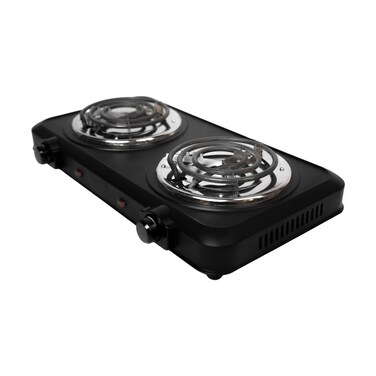 Electric spiral stove, 2 burners, 2000 watts, 5 heat levels with safety system. Black
 (Installation Not Included)