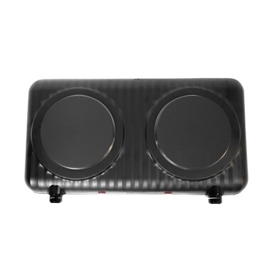 Double electric stove, 2000 watts, 5 heat levels, with safety system. Black
 (Installation Not Included)