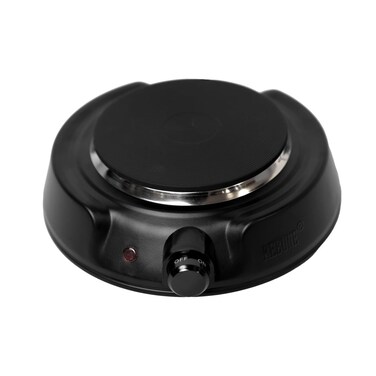 Single electric stove, 1000 watts, 5 heat levels, with safety system. Black
 (Installation Not Included)