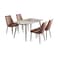 Brown Marble Dining Table - 4 Chairs