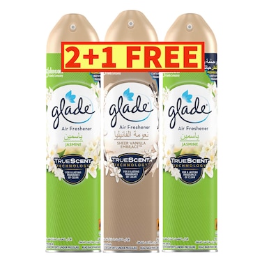 جليد بخاخ معطر جو برائحة الياسمين والفالينيا (عبوتين والثالث مجانا) 300 مل