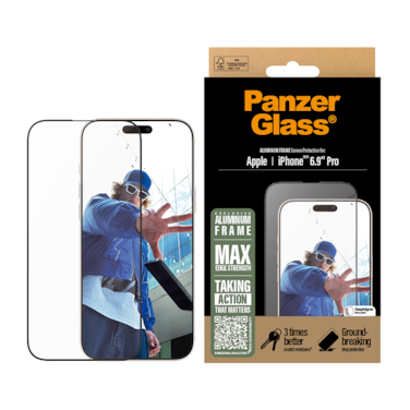 PanzerGlass Screen Protector Aluminum Frame iPhone 16 Pro Max - Ultra Wide and Clear