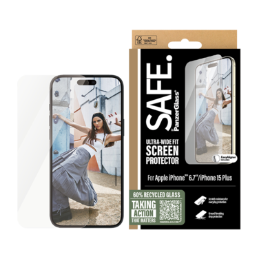 حماية شاشة SAFE بانزر جلاس ايفون 16 بلس - شاشة كاملة شفاف