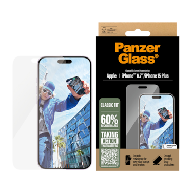 PanzerGlass Screen Protector iPhone 16 Plus - Classic Fit and Clear