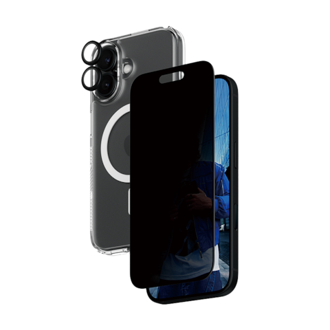 مجموعة حماية PanzerGlass 3 في 1 لهاتف iPhone 16 - شاشة عريضة للغاية وخصوصية