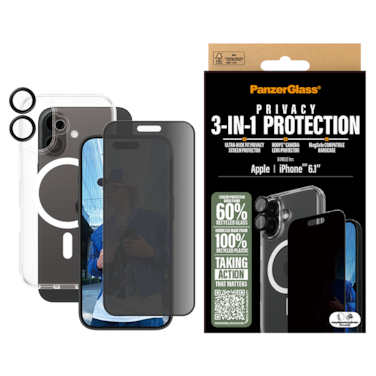 بكج حماية SAFE بانزر جلاس 3 في 1 ايفون 16 - شاشة كاملة حفظ الخصوصية