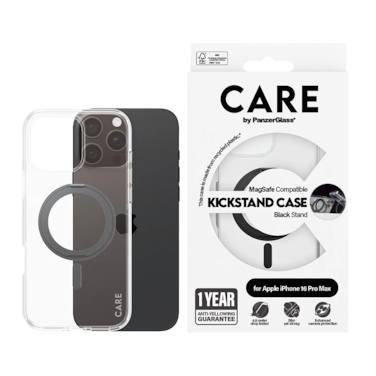 PanzerGlass CARE Case With Kickstand and MagSafe iPhone 16 Pro Max - Clear Black