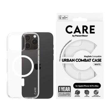 PanzerGlass CARE Flagship Case Urban Combat with MagSafe iPhone 16 Pro Max - Clear White