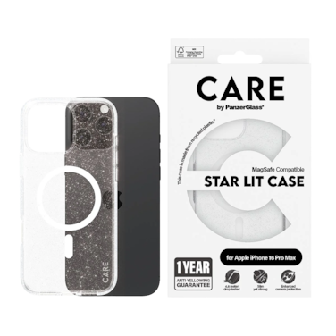 كفر حماية بانزر جلاس CARE يدعم تقنية الماج سيف ايفون 16 برو ماكس - شفاف لامع